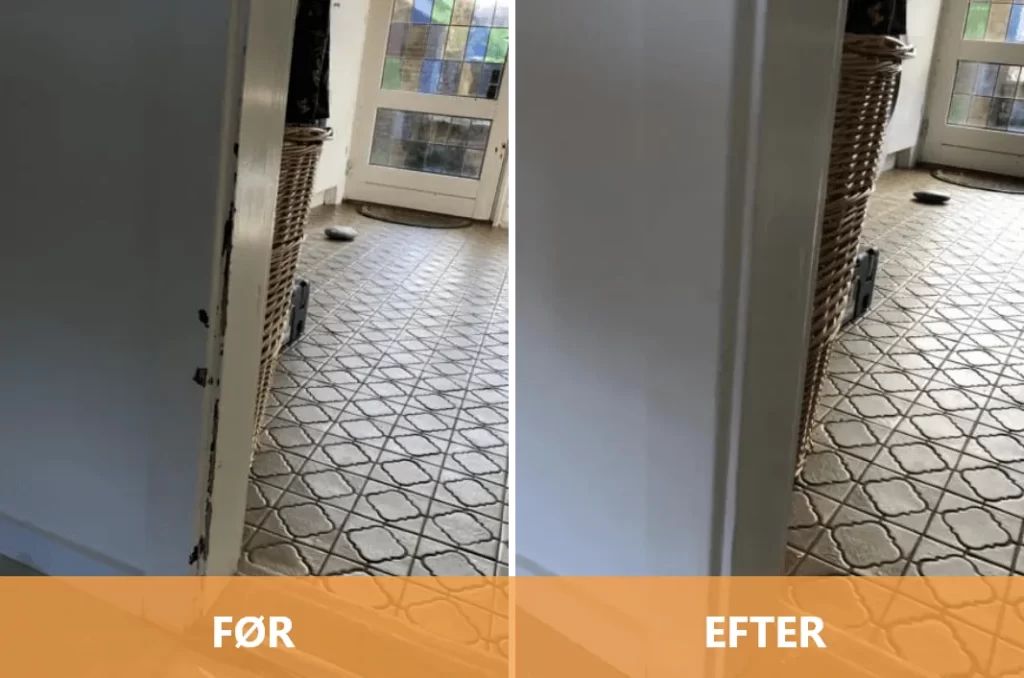 Dørkarm før og efter maling